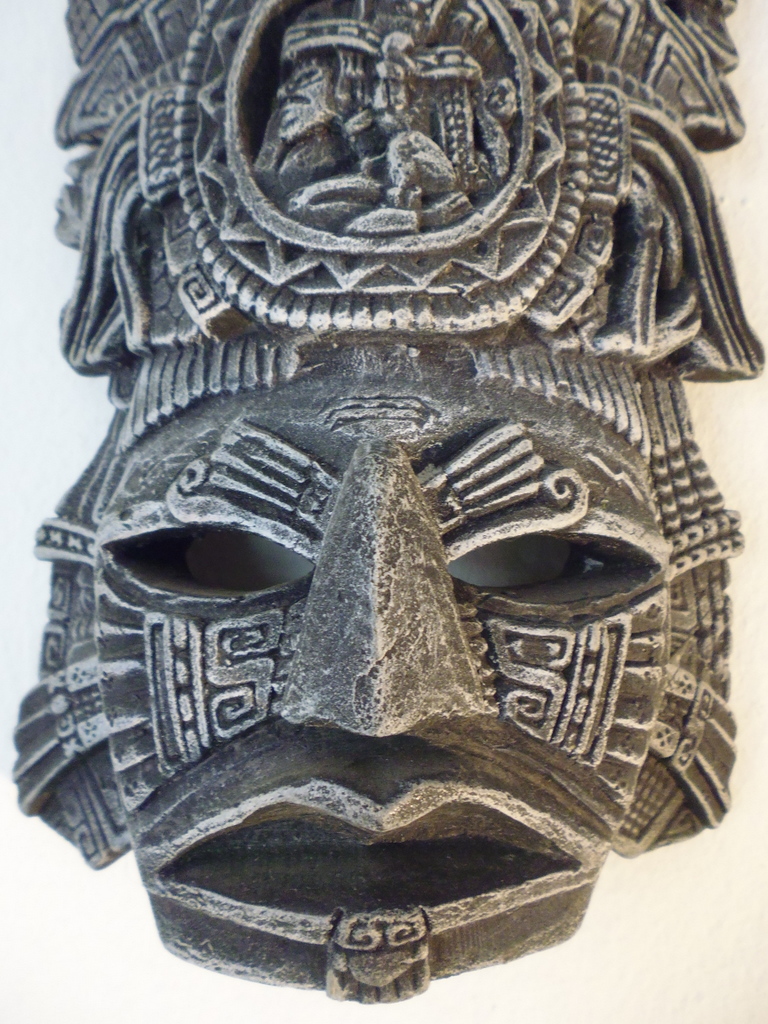 strijd Vechter silhouet Mexicaans masker Maya stijl - Curiosa en Kunst.nl