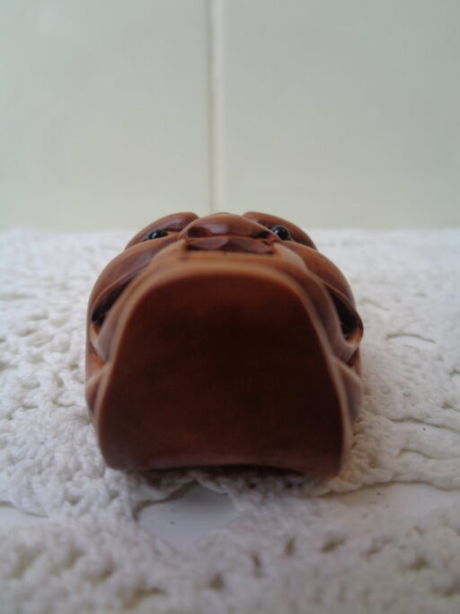 Boxwood Netsuke masker, (Ishi Kawa)