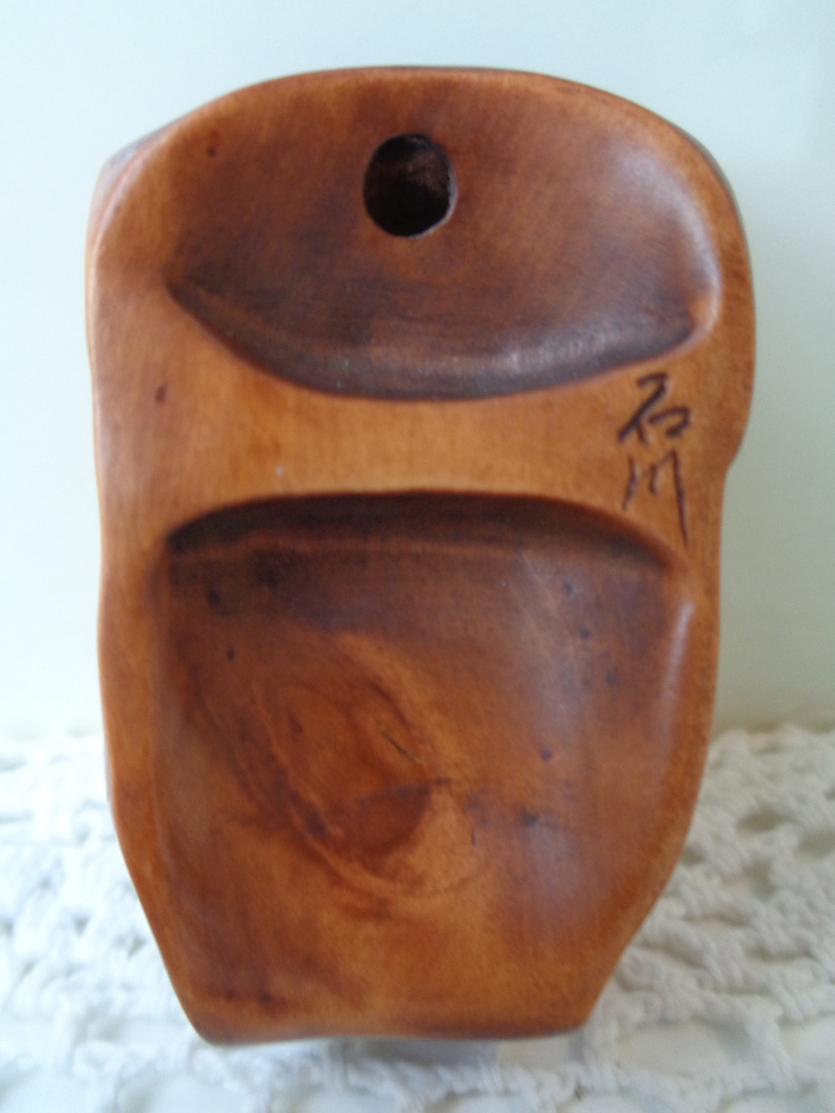 Boxwood Netsuke masker, (Ishi Kawa)