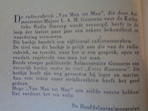 Van man tot man door Majoor L.A.M. Goossens