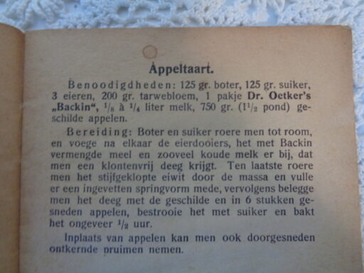 Receptenboek B Dr. Oetker`s recepten voor de huisvrouw Ca. 1930