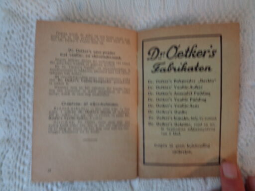 Receptenboek B Dr. Oetker`s recepten voor de huisvrouw Ca. 1930