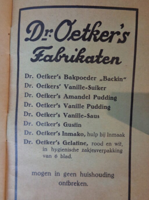 Receptenboek B Dr. Oetker`s recepten voor de huisvrouw Ca. 1930