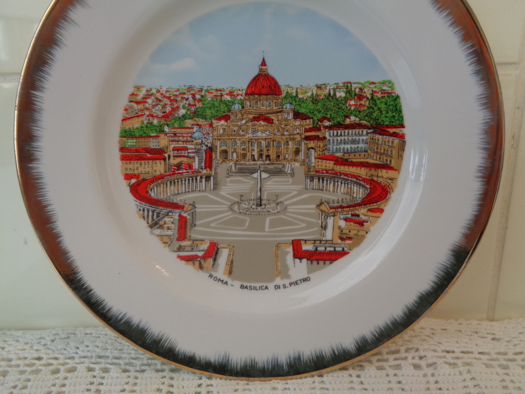 Porseleinen wandbord Roma Basilica di S. Pietro - Afbeelding 3