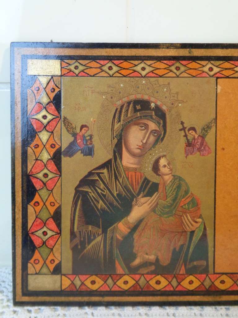 Beschilderd houten paneel Heilige moeder sta ons bij