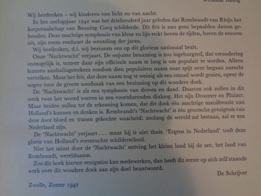 De Nachtwacht De historie van een meesterwerk door D. Wijnbeek 1944 1e druk