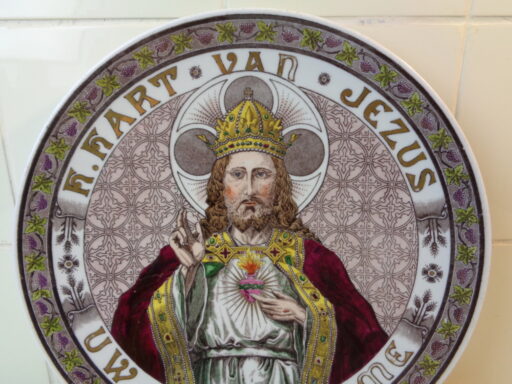 Antiek wandbord Heilig Hart