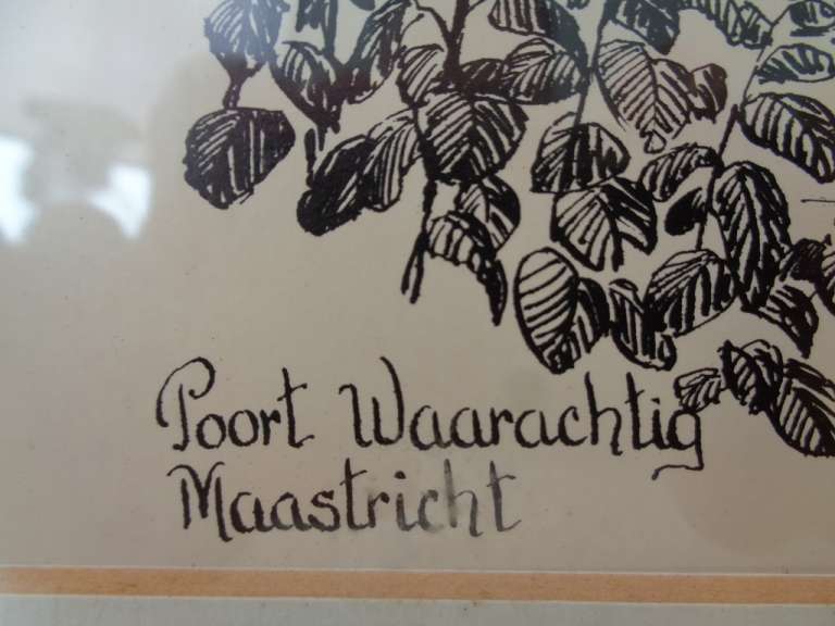 Ingelijste prent of tekening Poort Waarachtig Maastricht H Schiffeleers