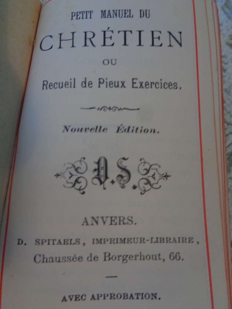 Antiek boekje Petit manuel du Chrétien uit 1848