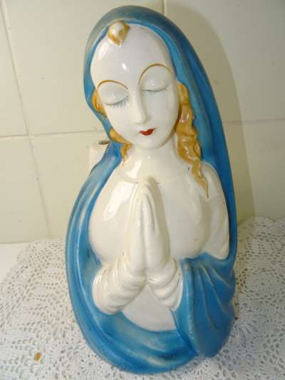 Beeldschoon porseleinen Mariabeeld vaas