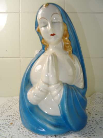 Beeldschoon porseleinen Mariabeeld vaas