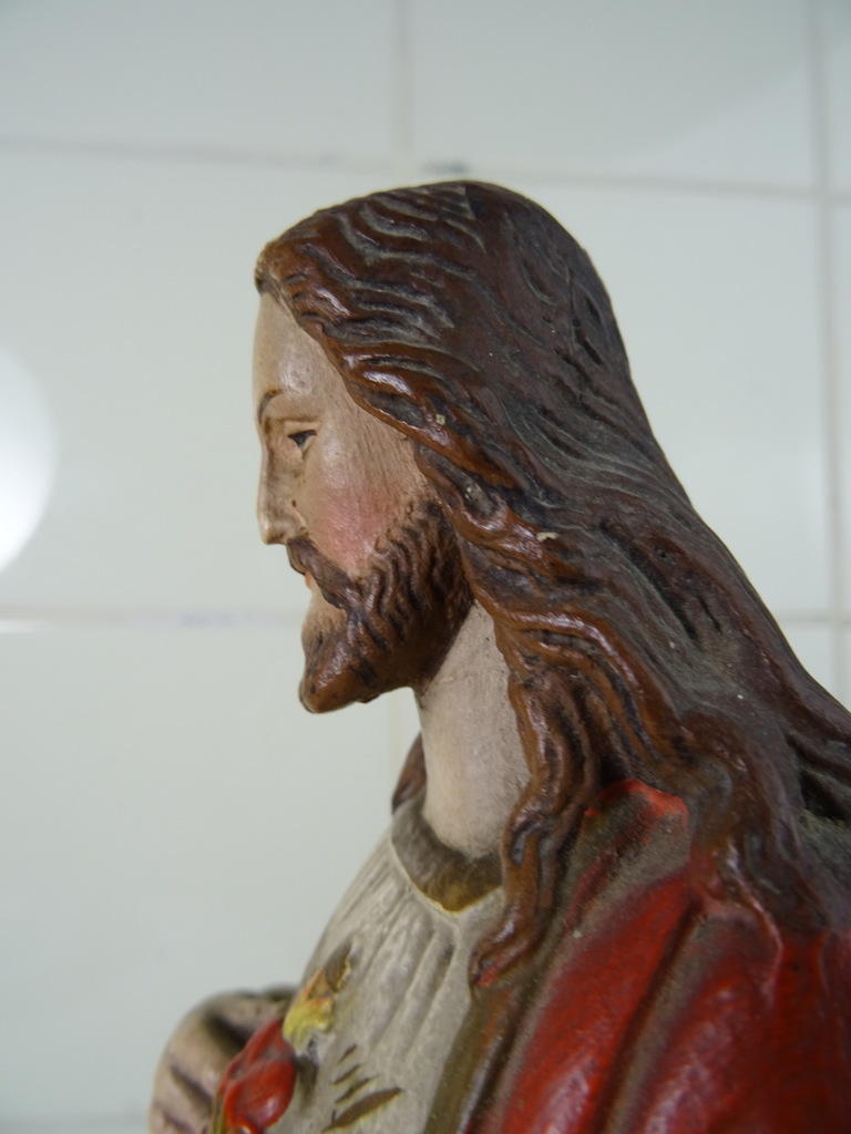 Antiek gipsen Jezusbeeld - Curiosa en Kunst.nl