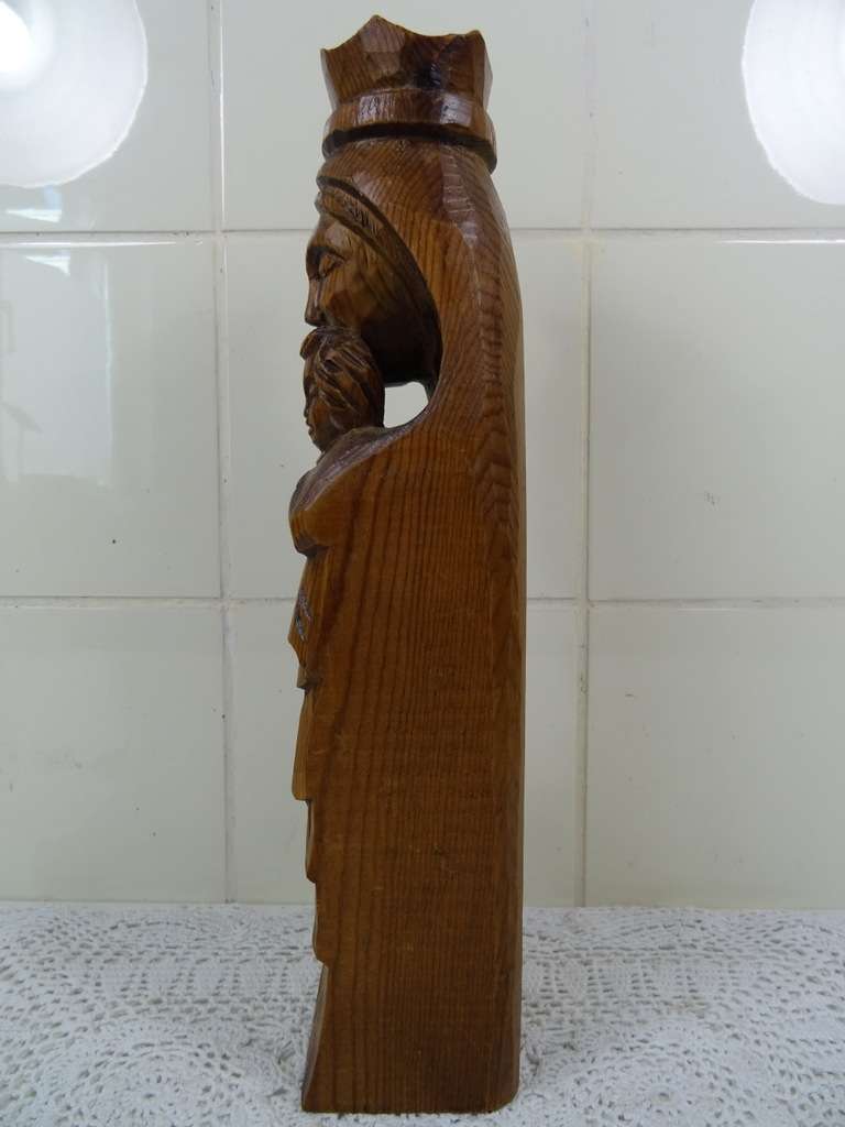 Prachtig houten Mariabeeld maria beeld Jezus met serene expressie