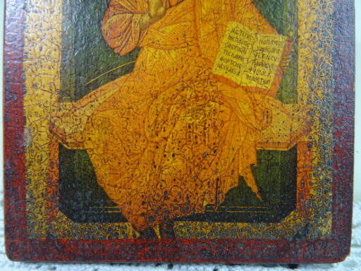 Houten icoon Christus op troon
