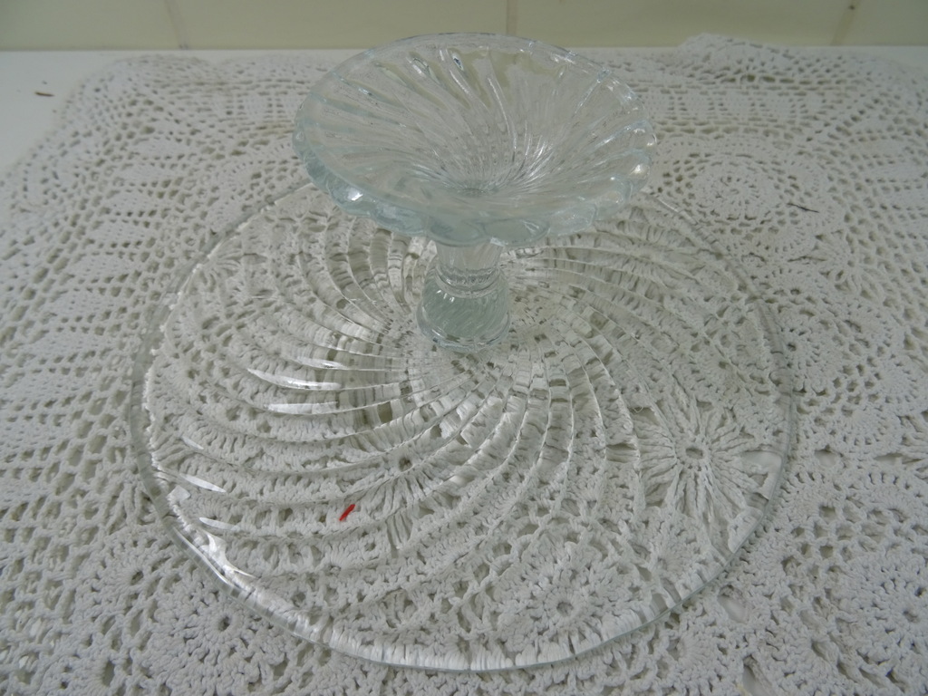 Vintage glazen plateau voor gebak - Afbeelding 10