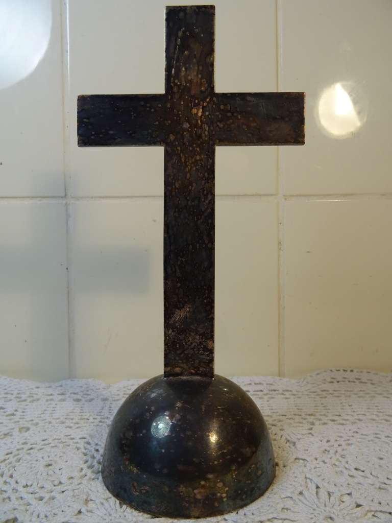 Antiek kruisbeeld kelk verzilverd