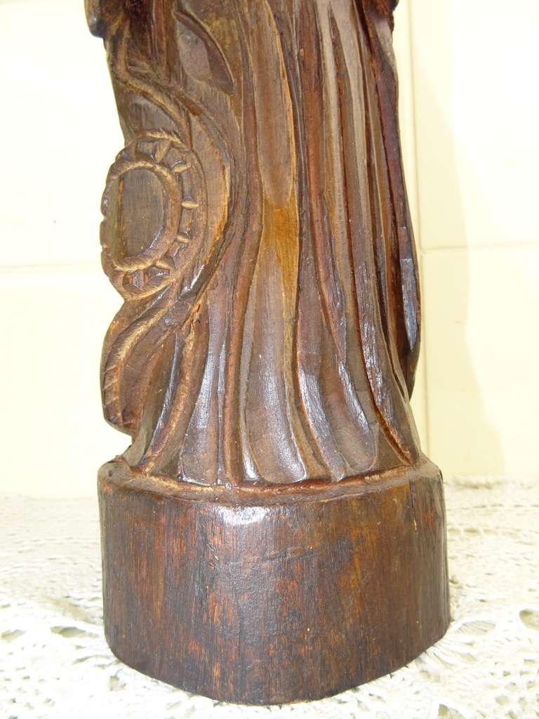 Antiek houten beeld Heilige Maria