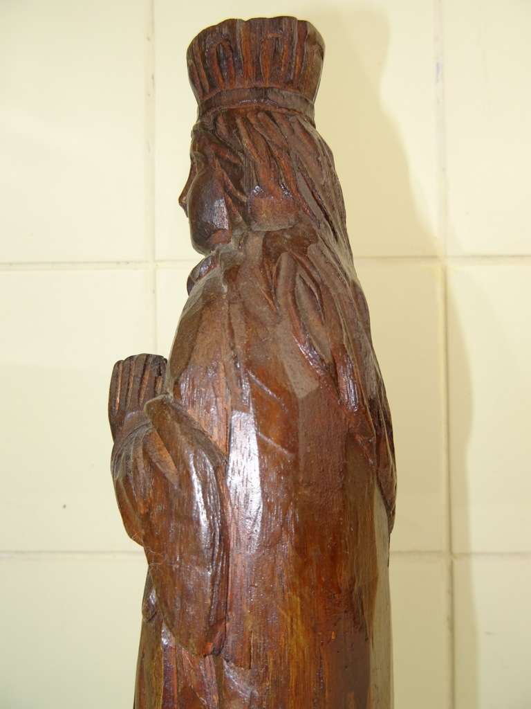 Antiek houten beeld Heilige Maria