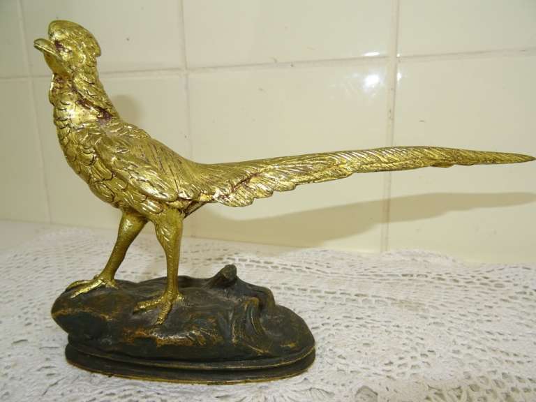 Fraai antiek bronzen beeld fazant