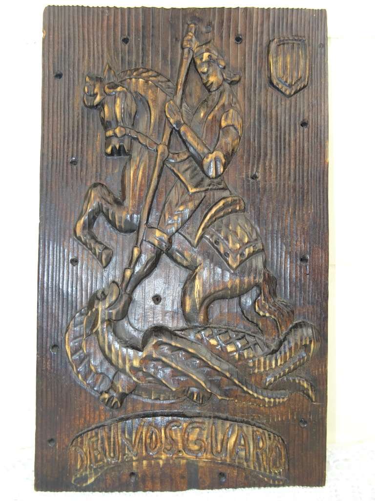 Antiek houtsnijwerk Sint Joris