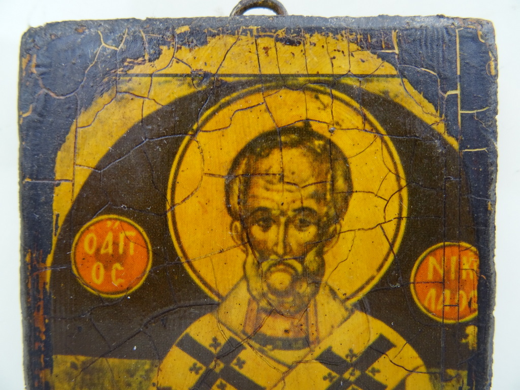 Antiek icoon Saint Nicholas Heilige Nicolaas - Afbeelding 2