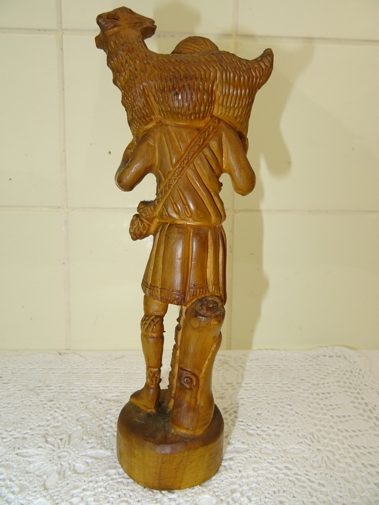 Antiek houten beeldje Jezus de goede herder - Afbeelding 8