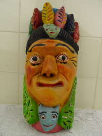 Antiek houten masker Peru