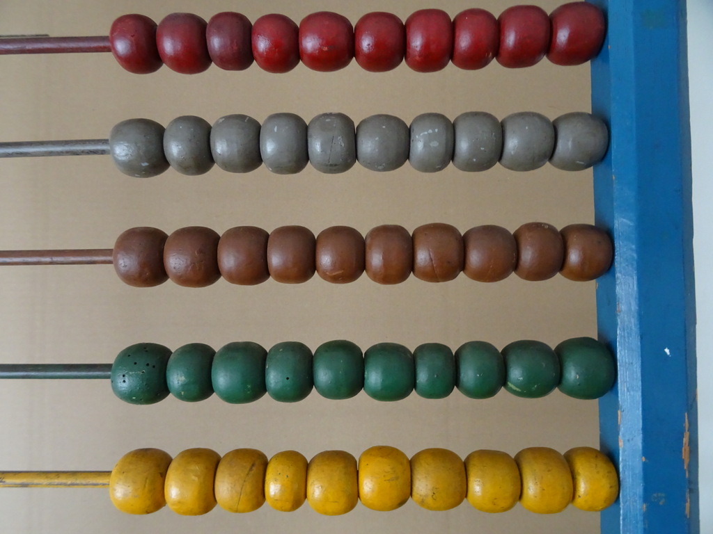 Antiek houten telraam uit school 151cm - Afbeelding 5