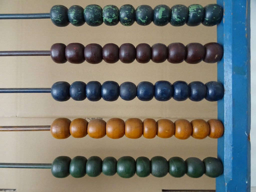 Antiek houten telraam uit school 151cm - Afbeelding 6