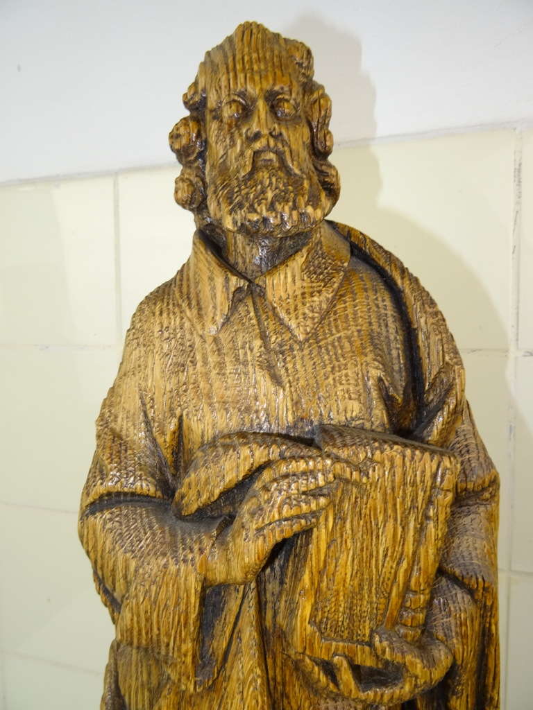 Antiek houten beeld Heilige Petrus