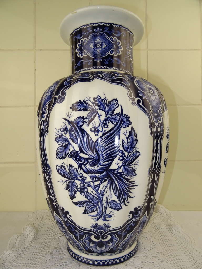 Antieke Duitse Delfts blauwe vaas