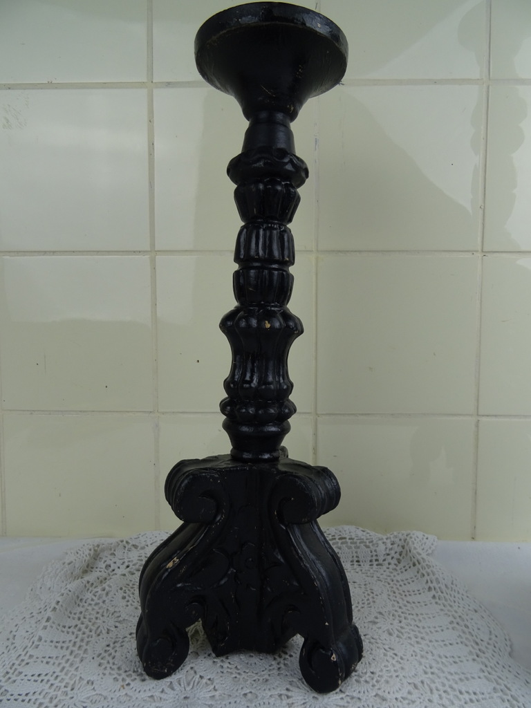 Set antieke houten kandelaars - Afbeelding 3