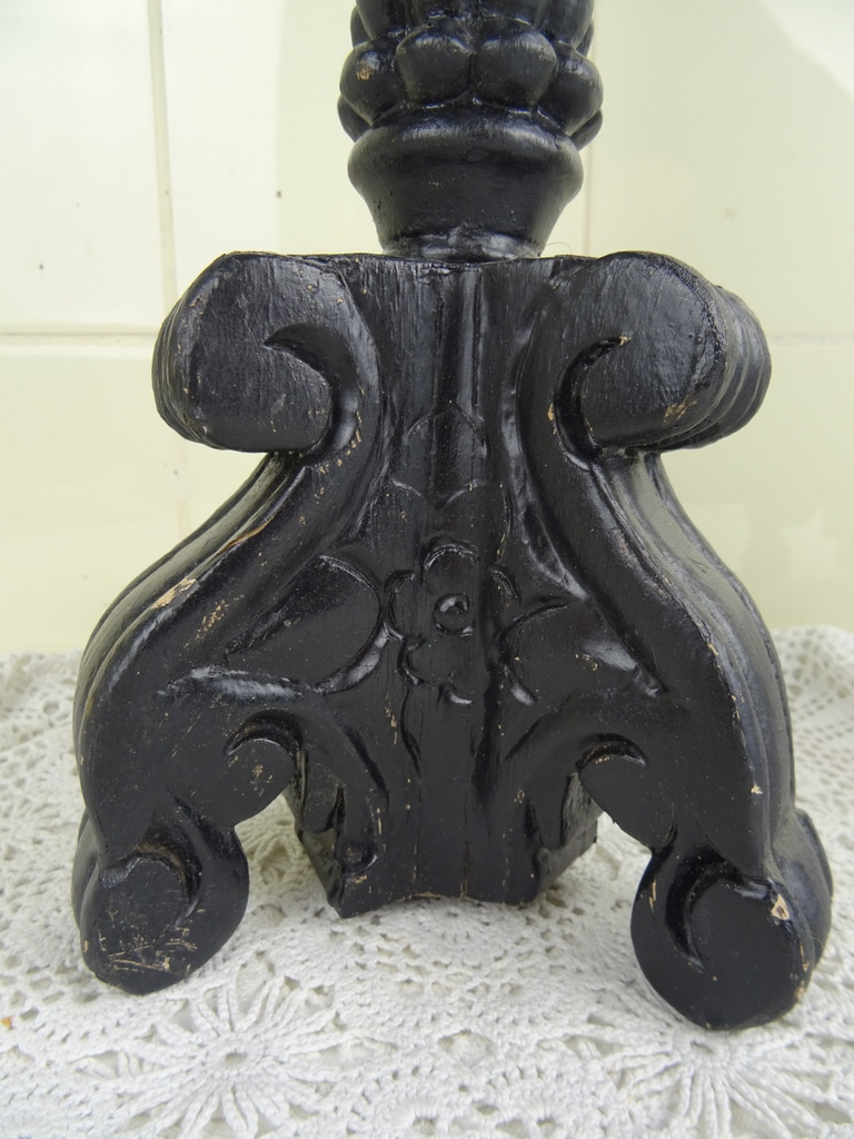 Set antieke houten kandelaars - Afbeelding 9
