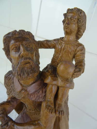 Antiek houten beeld St Christoffel