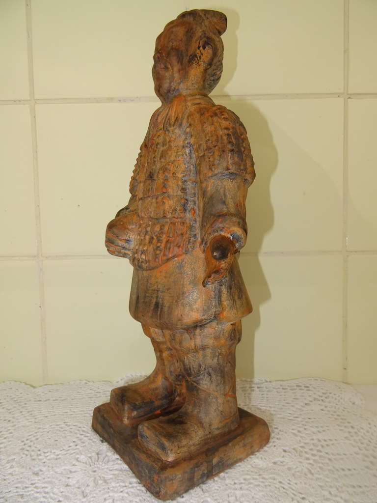 Antiek Chinees beeld Soldaat Terracotta leger curiosa kunst