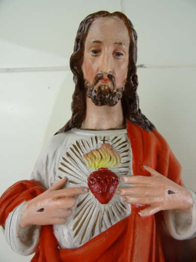 Antiek Jezusbeeld Heilig Hart