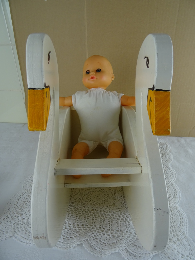 Vintage poppen schommelstoeltje zwaan - Afbeelding 21