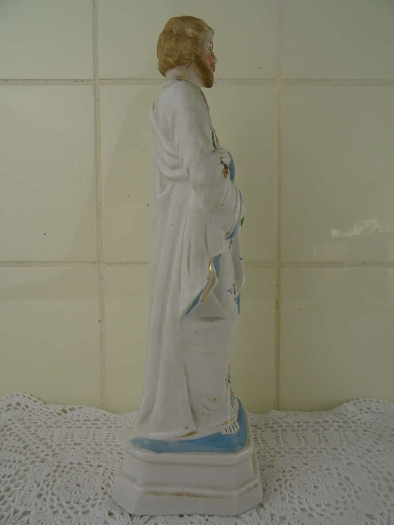 Antiek porseleinen beeld Heilige Jozef Jugendstil