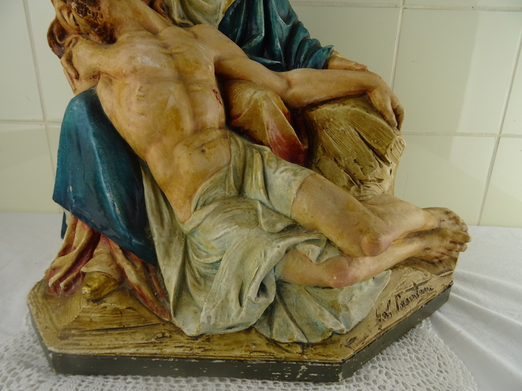 Enorm antiek Piëta beeld - Afbeelding 12
