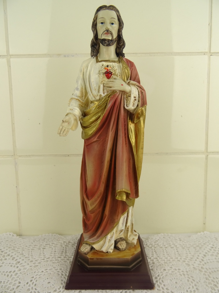 Gaan wandelen AIDS US dollar Antiek Heilig Hart beeld Jezus Christus - Curiosa en Kunst.nl
