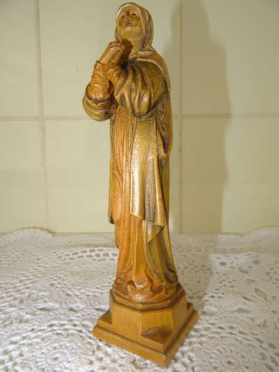 Antiek Houten beeldje Heilige Maria