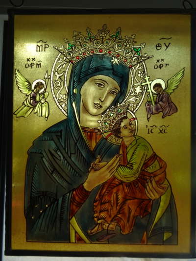 Antiek glas in lood Heilige Maria