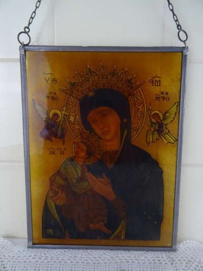 Antiek glas in lood Heilige Maria