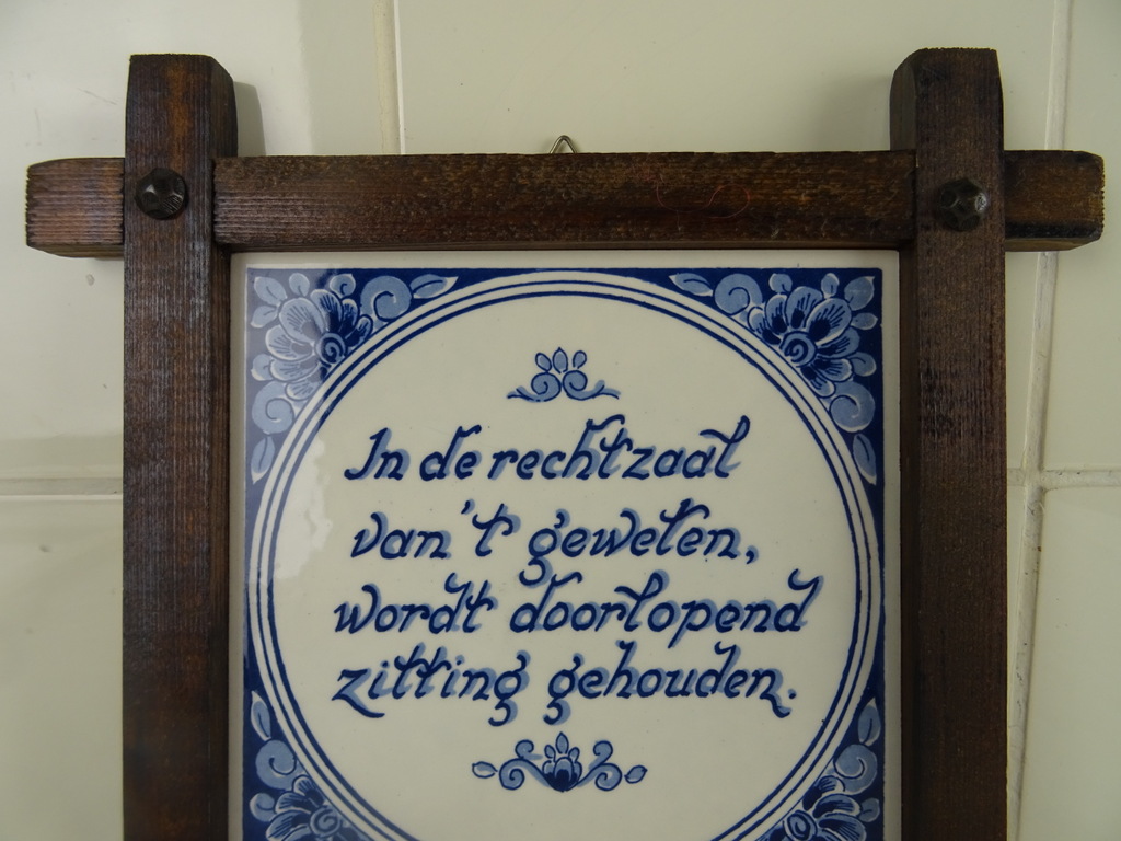 Antieke tegel met spreuk Delfts blauw - Afbeelding 2