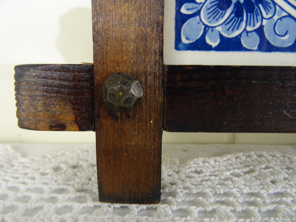 Antieke tegel met spreuk Delfts blauw - Afbeelding 4