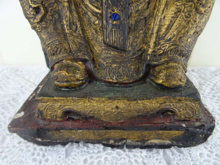 Antiek houten beeld God of Wealth