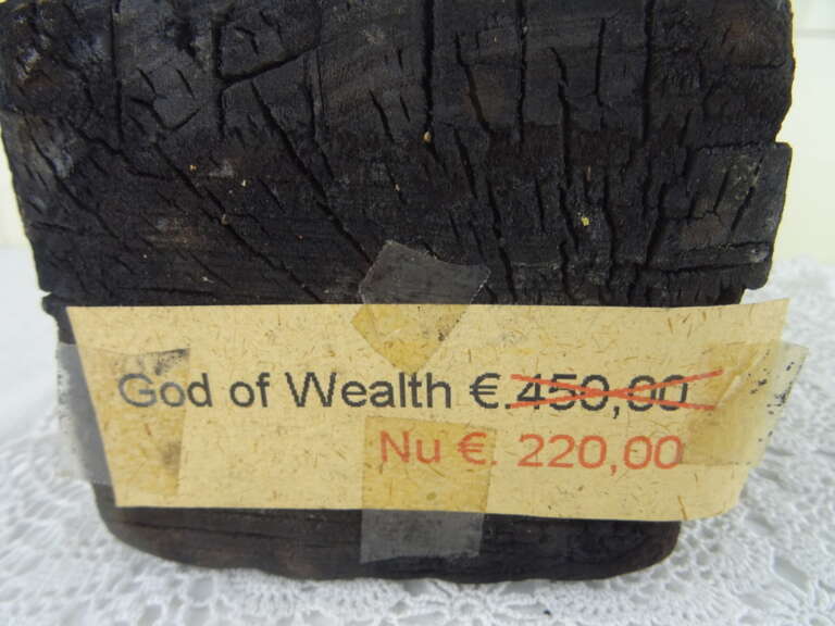 Antiek houten beeld God of Wealth