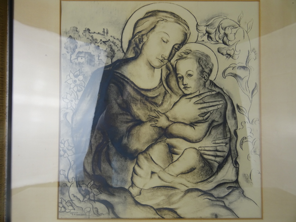 Antieke tekening Maria en Jezus in lijst - Afbeelding 12