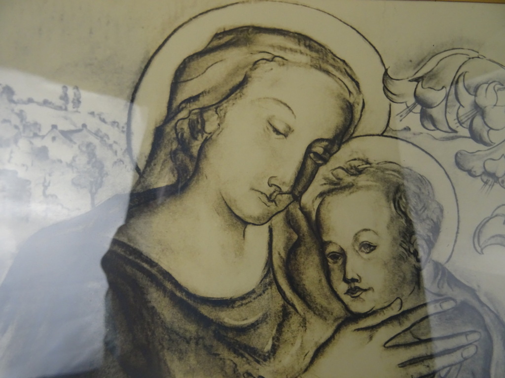 Antieke tekening Maria en Jezus in lijst - Afbeelding 23