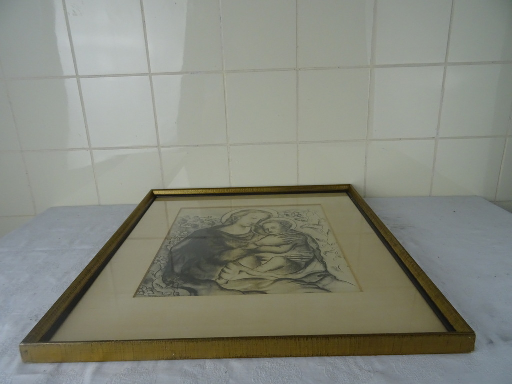 Antieke tekening Maria en Jezus in lijst - Afbeelding 25